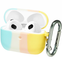 Többszínű szilikon tok karabinerrel - AirPods 3 - pasztell