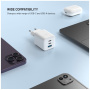 FIXED Mini GaN gyorstöltő töltő adapter 2x USB-C / 2x USB-A porttal - 65W - fehér