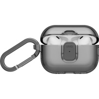 UNIQ Glase Pro Lock átlátszó tok zárral és karabinerrel AirPods Pro 3-hoz - füstszínű