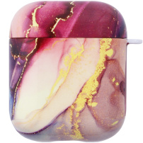 Márvány mintás védőtok - AirPods 1 / 2 - lila-arany