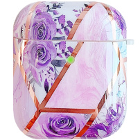 Puha műanyag tok - AirPods 1 / 2 - lila virágok