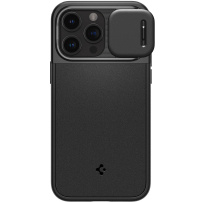 Spigen Optik Armor MagFit tartós tok csúsztatható kamerafedéllel és MagSafe-vel - iPhone 15 Pro Max - fekete