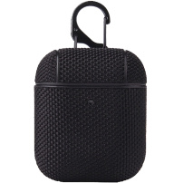 Textil védőtok karabinerrel - AirPods 1 / 2 - fekete