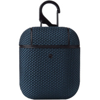 Textil védőtok karabinerrel - AirPods 1 / 2 - kék
