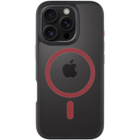 Tactical Hyperstealth 2.0 átlátszó tok piros MagSafe-szel iPhone 16 Pro készülékhez - fekete