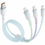 ENKAY szövetbevonatú töltőkábel - USB-A - 2x USB-C / Lightning - 1,2 m - színes