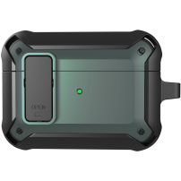 Szuper ellenálló tok karabinerrel AirPods Pro-hoz - fekete-zöld