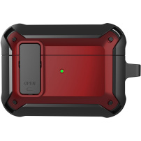Szuperellenálló tok karabinerrel AirPods Pro-hoz - fekete-piros