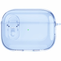 Átlátszó tok rögzítővel és karabinerrel AirPods Pro-hoz - kék