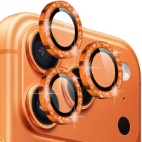 NORTHJO csillogó keretes üvegek a hátsó kamera lencséinek védelmére iPhone 17 Pro / 17 Pro Max - narancssárga