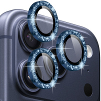 NORTHJO csillogó keretes üvegek a hátlapi kamera lencséinek védelmére iPhone 17 Pro / 17 Pro Max készülékhez - sötétkék