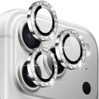 NORTHJO csillogó keretes kamera védőüvegek a hátsó kamera lencséinek védelmére iPhone 17 Pro / 17 Pro Max - ezüst