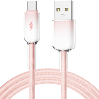 ENKAY Ice Clear font töltő- és adatkábel - USB-A - USB-C - 1 m - rózsaszín