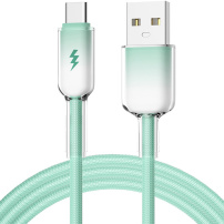 ENKAY Ice Clear fonott töltő- és adatkábel - USB-A - USB-C - 1 m - mentol