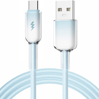 ENKAY Ice Clear fonott töltő- és adatkábel - USB-A - USB-C - 1 m - kék