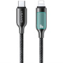 USAMS SJ749 fonott töltő- és adatkábel háttérvilágítással - USB-C – Lightning - 1,2 m - fekete