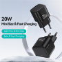 USAMS CC260 GaN mini gyorstöltő adapter USB-C porttal - 20W - fehér