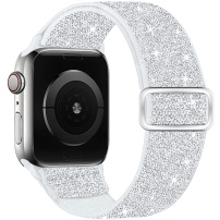 Csillogó nylon szíj csúsztatható csattal Apple Watch 42mm / 41mm / 40mm / 38mm - ezüst