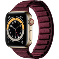 Velúr mágneses szíj Apple Watch Ultra 49mm / 46mm / 45mm / 44mm / 42mm - borvörös