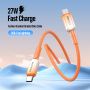 DUX DUCIS WLCM Series fontott töltő- és adat Kábel - USB-C - Lightning - 1 m - narancssárga