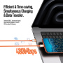 DUX DUCIS WLCM Series fontott töltő- és adat Kábel - USB-C - Lightning - 1 m - narancssárga