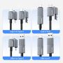 ESSAGER 2 az 1-ben fonott töltő- és adat Kábel - USB-C / USB-A - USB-C / Lightning - 25 cm - szürke