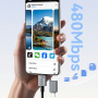 ESSAGER 2 az 1-ben fonott töltő- és adat Kábel - USB-C / USB-A - USB-C / Lightning - 25 cm - szürke