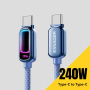 ESSAGER fonott töltő- és adat Kábel háttérvilágítással - USB-C - USB-C - 2 m - kék