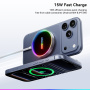 ESSAGER ES-WC17 vezeték nélküli MagSafe töltő háttérvilágítással iPhone / AirPods készülékhez - 15W - fehér