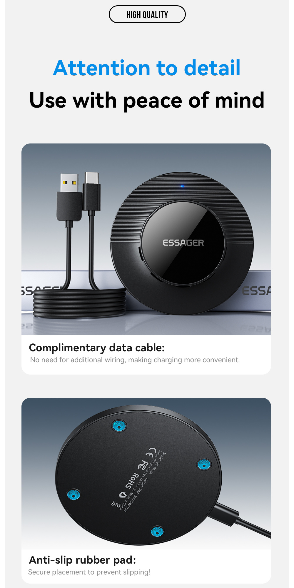 ESSAGER ES-WC24 vezeték nélküli töltő iPhone-hoz - 15W - fekete