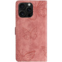 Pillangó mintás behajtható tok iPhone 16 Pro - rózsaszín