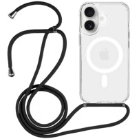 Átlátszó tok zsinórral és MagSafe-szel iPhone 16-hoz - fekete