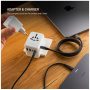 FIXED Voyager GaN univerzális úti töltő adapter 3x USB-C / 2x USB-A porttal és kihúzható csatlakozókkal - 70W - fehér