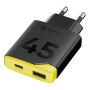 Tactical Minimi GaN gyorstöltő töltő adapter USB-C / USB-A portokkal - 45W - fekete