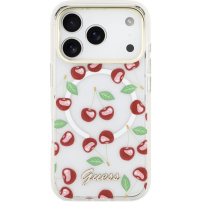 Guess IML Glitter Cherry MagSafe tok iPhone 17 Pro készülékhez - cseresznye