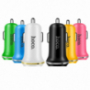 HOCO autós töltő kettőUSB porttal + lightningcsatlakozóval Apple iPhone / iPad / iPod-re - fehér