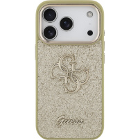 Guess Fixed Glitter 4G Metal Frame csillogó tok iPhone 17 Pro készülékhez - arany