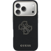 Guess Resin Logo tok iPhone 17 Pro Max készülékhez - fekete