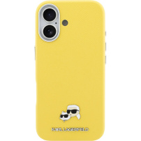 Karl Lagerfeld Karl and Choupette Heads Pins PU bőr tok MagSafe funkcióval iPhone 17-hez - sárga