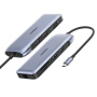 UGREEN 9 az 1-ben hub - SD / TF kártya slot / RJ45 / Display Port / HDMI / VGA / USB-C / 2x USB-A - USB-C - szürke