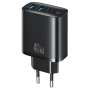 USAMS CC330 GaN gyorstöltő töltő adapter 2x USB-C / 2x USB-A portokkal - 40W - fekete