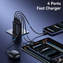 USAMS CC330 GaN gyorstöltő töltő adapter 2x USB-C / 2x USB-A portokkal - 40W - fekete