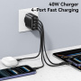 USAMS CC330 GaN gyorstöltő töltő adapter 2x USB-C / 2x USB-A portokkal - 40W - fekete