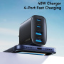 USAMS CC330 GaN gyorstöltő töltő adapter 2x USB-C / 2x USB-A portokkal - 40W - fekete