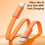 USAMS SJ783 fonott töltő- és adat Kábel háttérvilágítással - USB-C - USB-C - 1,2 m - narancssárga