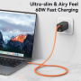 USAMS SJ783 fonott töltő- és adat Kábel háttérvilágítással - USB-C - USB-C - 1,2 m - narancssárga
