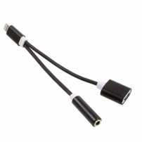 2az1-ben átalakító Lightning-ról 3,5 mm jack-re + töltő port Apple iPhone / iPad-re - fekete