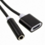 2az1-ben átalakító Lightning-ról 3,5 mm jack-re + töltő port Apple iPhone / iPad-re - fekete