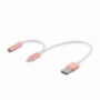 2az1-ben átalakító Lightning-ról 3,5 mm jack-re + USB port Apple iPhone / iPad-re - arany rózsaszín