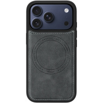 PU bőr védőtok MagSafe funkcióval iPhone 17 Pro Max készülékhez - szürke